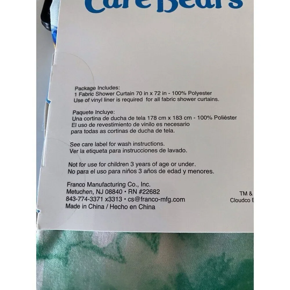Care Bears Christmas Holiday Fabric Shower Curtain 70 X 72” Ice Skating Snow NEW